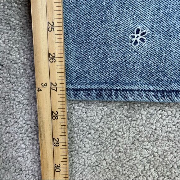 Hollister Dad Jeans Women’s 25 Short Blue Straight High Rise Flower Embroidered - Picture 10 of 12